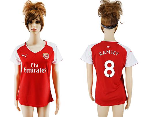 Women's Arsenal #8 Ramsey Home Soccer Club Jersey